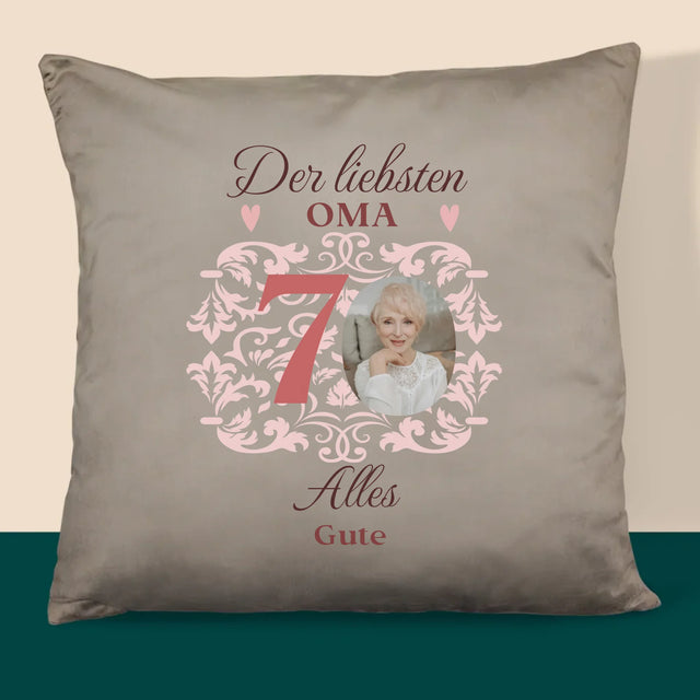 Foto Und Unterschrift: Der Liebsten Oma Alles Gute - Kissen