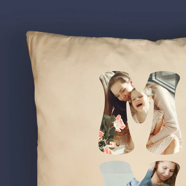 Buchstaben-Collage: Mama Name - Kissen
