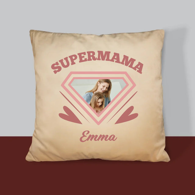 Foto Und Unterschrift: Supermama - Kissen