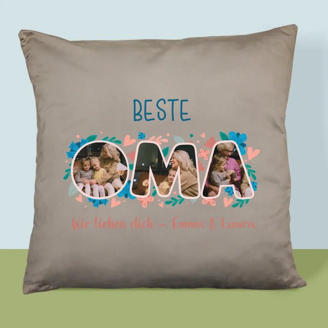 Buchstaben-Collage: Beste Oma - Kissen