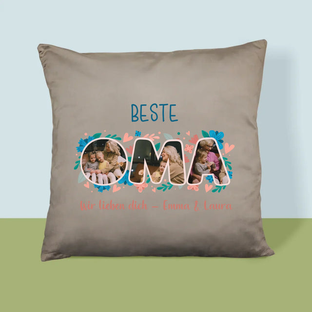 Buchstaben-Collage: Beste Oma - Kissen