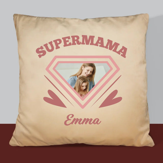 Foto Und Unterschrift: Supermama - Kissen
