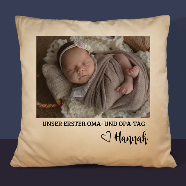 Foto Und Unterschrift: Der Erste Oma- Und Opa-Tag - Kissen