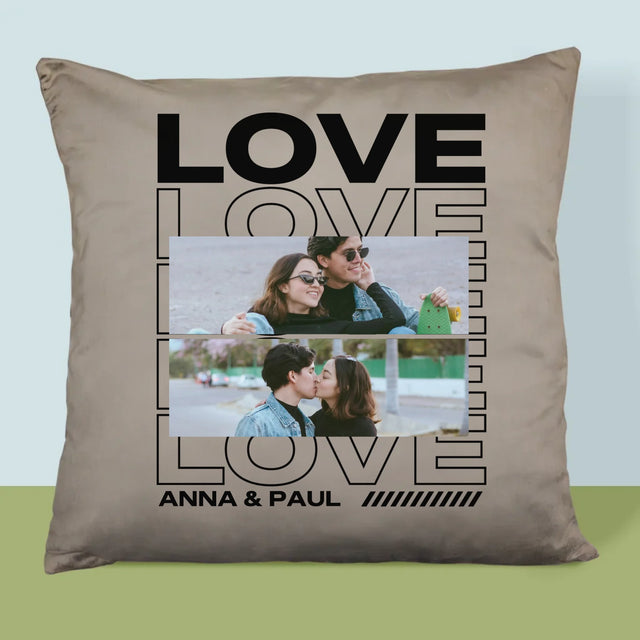 Fotocollage: Aufschrift „Love“ - Kissen