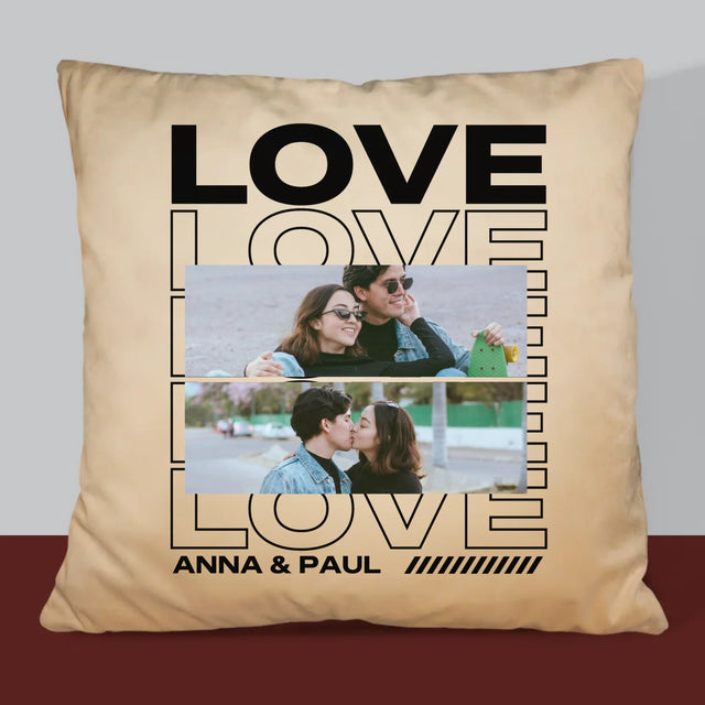 Fotocollage: Aufschrift „Love“ - Kissen