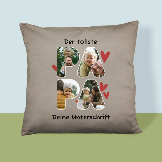 Buchstaben-Collage: Der Tollste Papa - Kissen