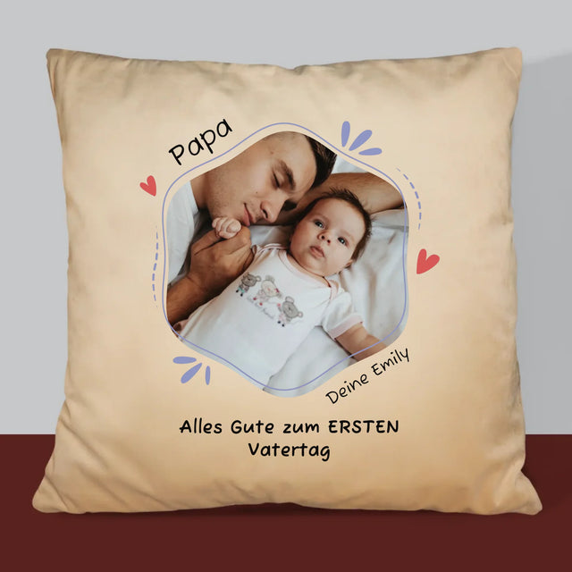 Foto Und Unterschrift: Alles Gute Zum Ersten Vatertag - Kissen