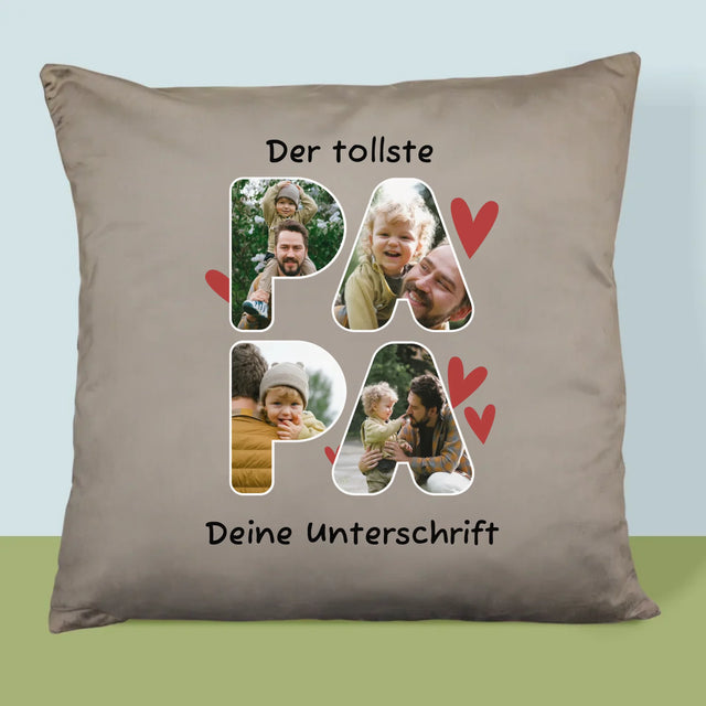 Buchstaben-Collage: Der Tollste Papa - Kissen