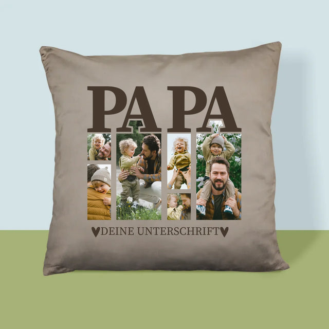 Fotocollage: Papa Mit Unterschrift - Kissen