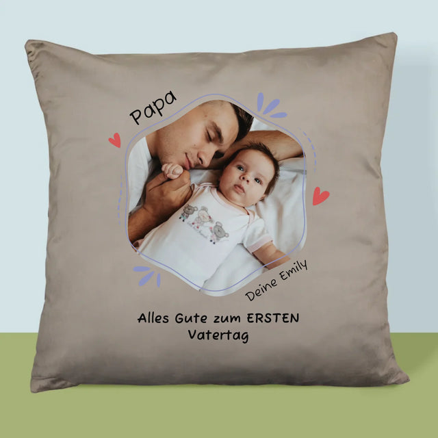 Foto Und Unterschrift: Alles Gute Zum Ersten Vatertag - Kissen