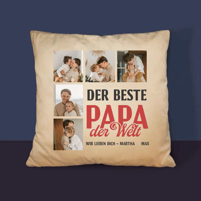 Fotocollage: Der Beste Papa Auf Der Ganzen Welt - Kissen