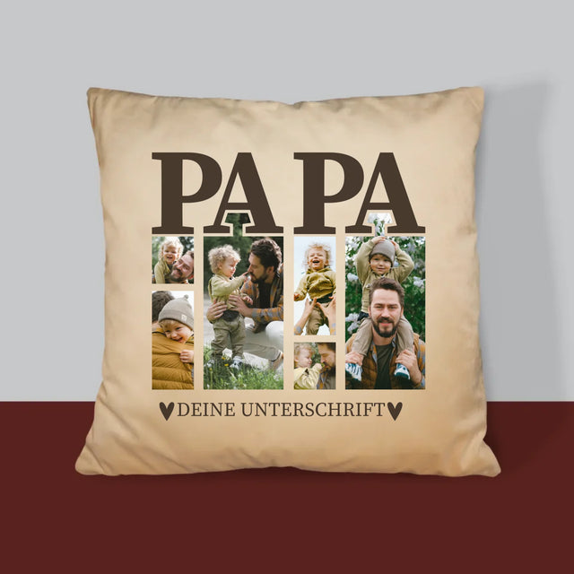Fotocollage: Papa Mit Unterschrift - Kissen