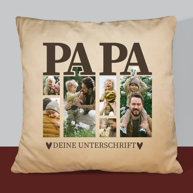 Fotocollage: Papa Mit Unterschrift - Kissen