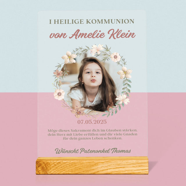 Foto Und Unterschrift: Erstkommunion Blumen - Druck Auf Acrylglas