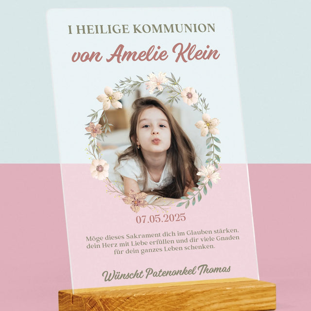 Foto Und Unterschrift: Erstkommunion Blumen - Druck Auf Acrylglas