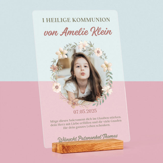 Foto Und Unterschrift: Erstkommunion Blumen - Druck Auf Acrylglas