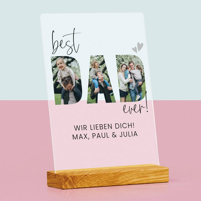 Buchstaben-Collage: Best Dad Ever Mit Unterschrift - Druck Auf Acrylglas