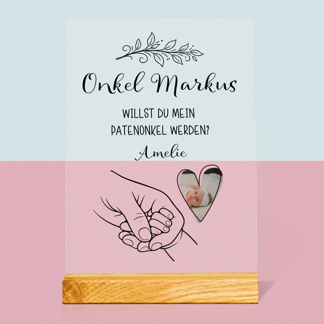 Foto Und Unterschrift: Patenonkel Kind Händchen - Druck Auf Acrylglas