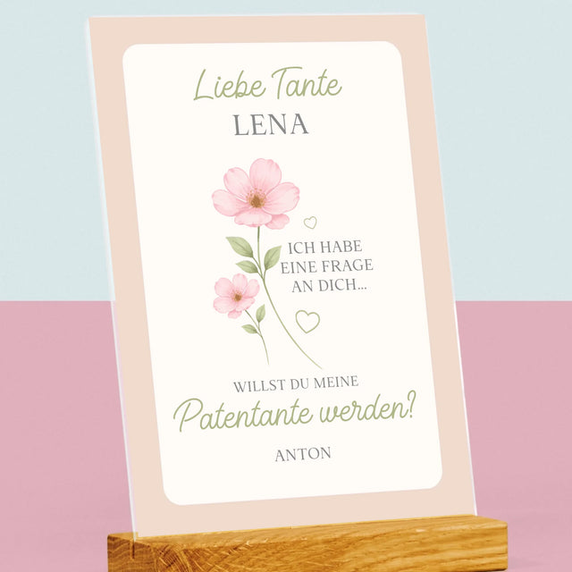 Name Und Unterschrift: Tante, Willst Du Meine Patentante Werden Blumen - Druck Auf Acrylglas