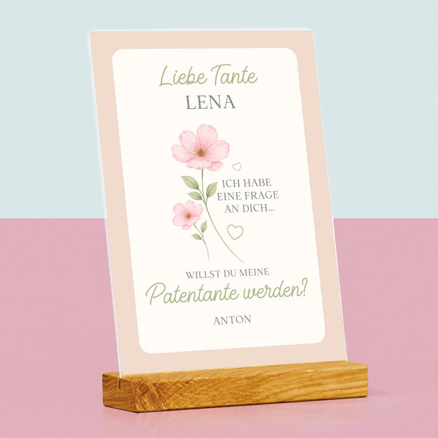 Name Und Unterschrift: Tante, Willst Du Meine Patentante Werden Blumen - Druck Auf Acrylglas
