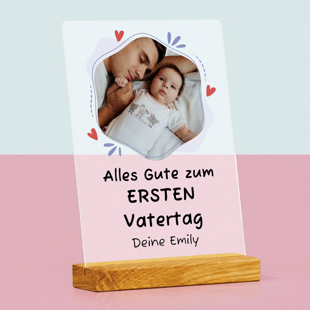 Foto Und Unterschrift: Alles Gute Zum Ersten Vatertag - Druck Auf Acrylglas