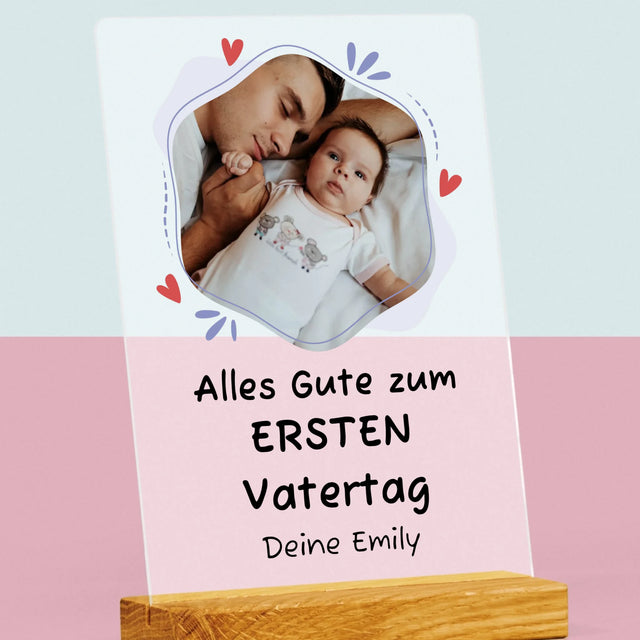 Foto Und Unterschrift: Alles Gute Zum Ersten Vatertag - Druck Auf Acrylglas