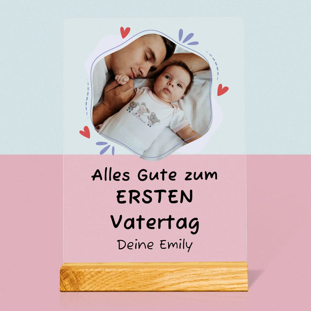 Foto Und Unterschrift: Alles Gute Zum Ersten Vatertag - Druck Auf Acrylglas