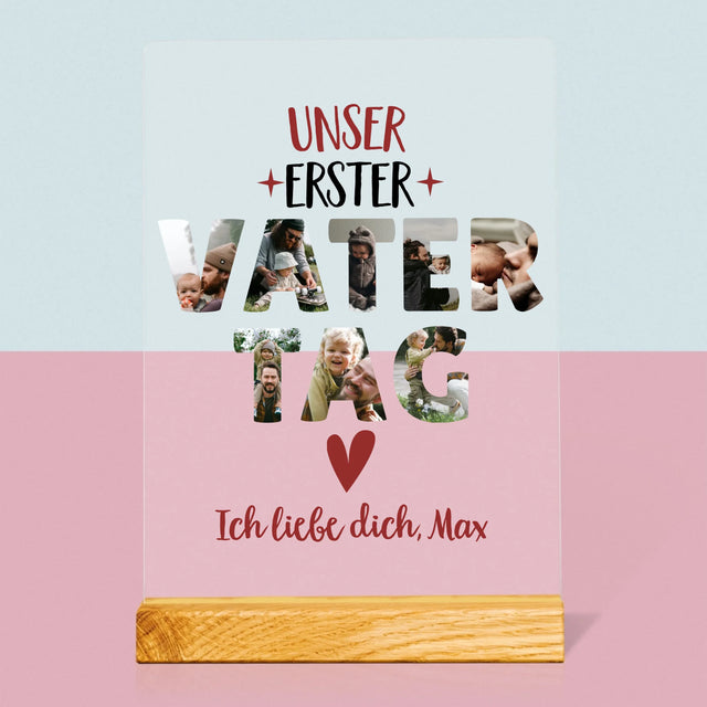 Buchstaben-Collage: Der Erste Vatertag Herz - Druck Auf Acrylglas