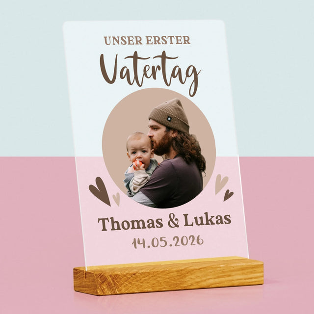 Foto Und Unterschrift: Der Erste Vatertag Foto Im Kreis - Druck Auf Acrylglas