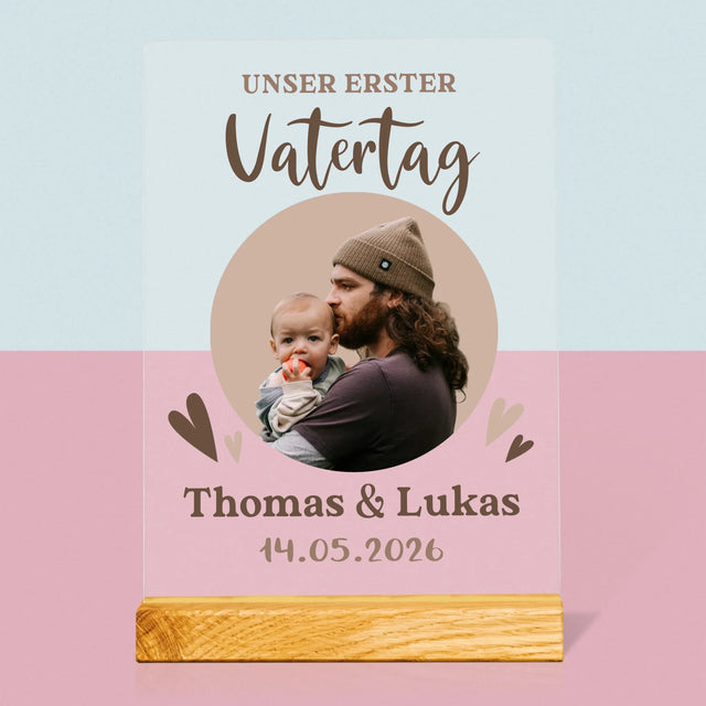 Foto Und Unterschrift: Der Erste Vatertag Foto Im Kreis - Druck Auf Acrylglas