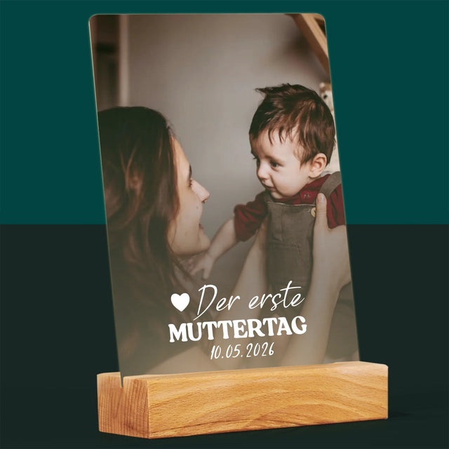 Foto Und Unterschrift: Der Erste Muttertag Herz - Druck Auf Acrylglas
