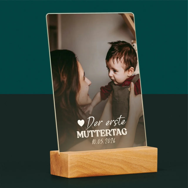 Foto Und Unterschrift: Der Erste Muttertag Herz - Druck Auf Acrylglas