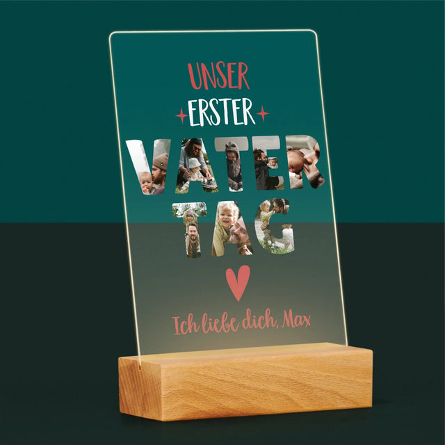 Buchstaben-Collage: Der Erste Vatertag Herz - Druck Auf Acrylglas