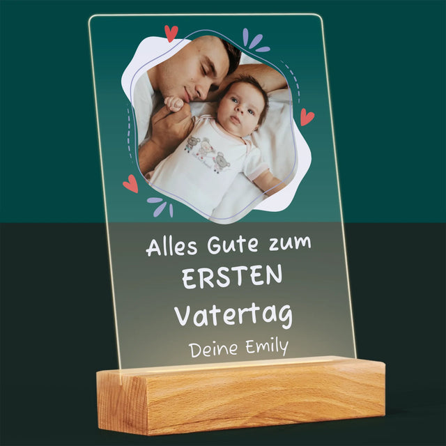 Foto Und Unterschrift: Alles Gute Zum Ersten Vatertag - Druck Auf Acrylglas