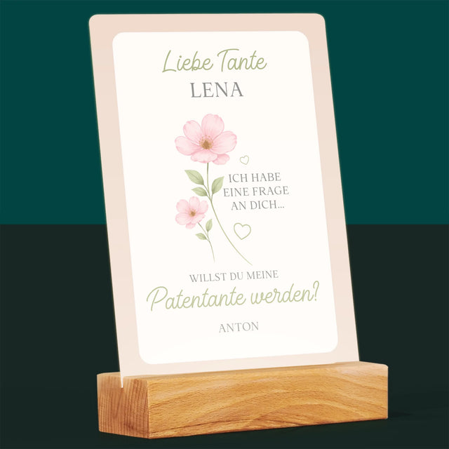 Name Und Unterschrift: Tante, Willst Du Meine Patentante Werden Blumen - Druck Auf Acrylglas
