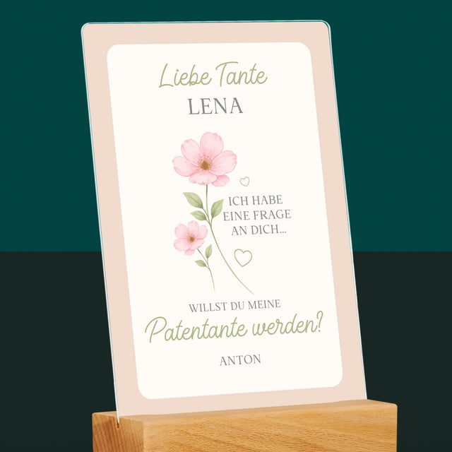 Name Und Unterschrift: Tante, Willst Du Meine Patentante Werden Blumen - Druck Auf Acrylglas