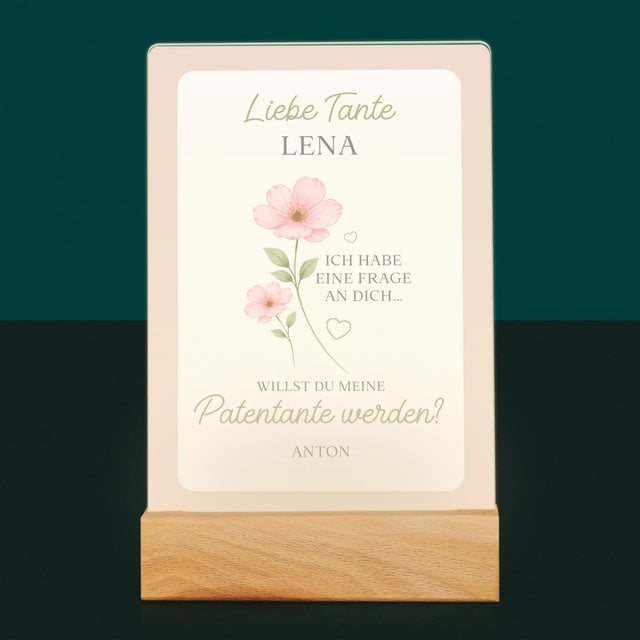 Name Und Unterschrift: Tante, Willst Du Meine Patentante Werden Blumen - Druck Auf Acrylglas