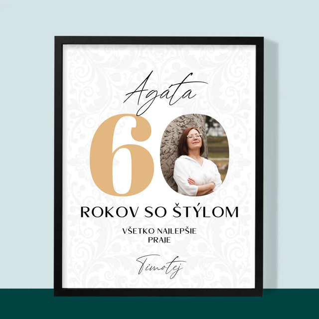 Zdjęcie i Podpis: 60 Lat z Klasą - Wydruk Obramowany | SK