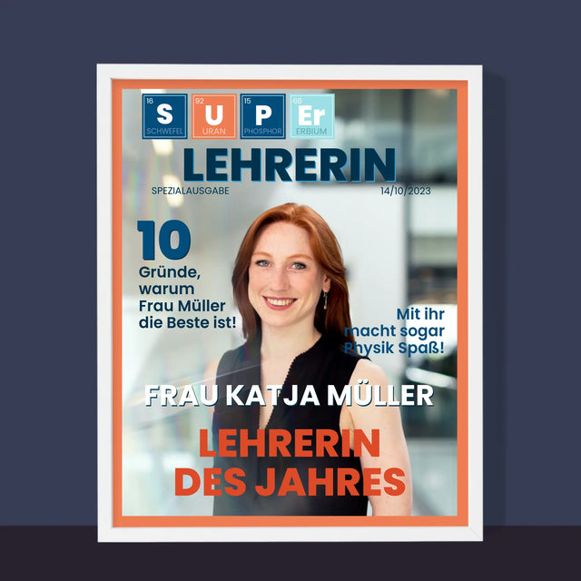 Magazin-Cover: Super Lehrer(In) - Druck Mit Rahmen 30X40