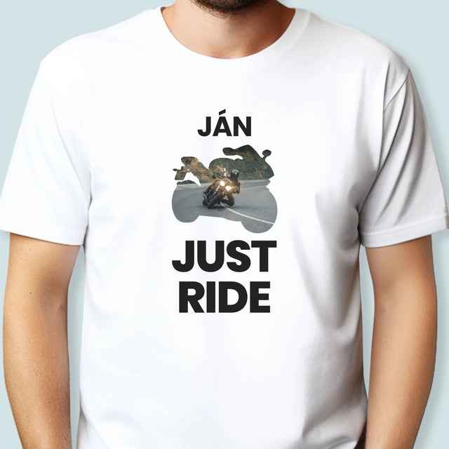 Kształt Ze Zdjęć: Just Ride - Koszulka Męska z Nadrukiem | SK