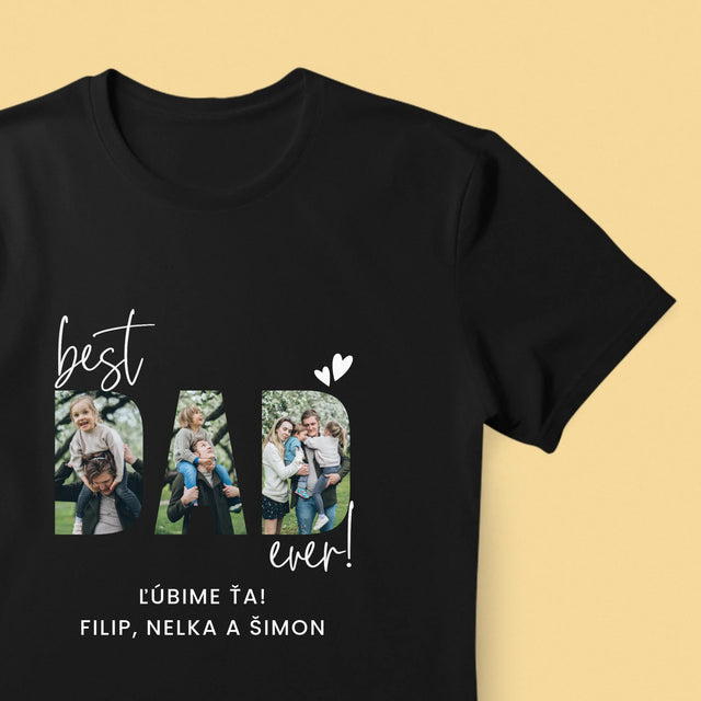 Słowo Ze Zdjęć: Best Dad Ever Z Podpisem - Koszulka Męska z Nadrukiem | SK