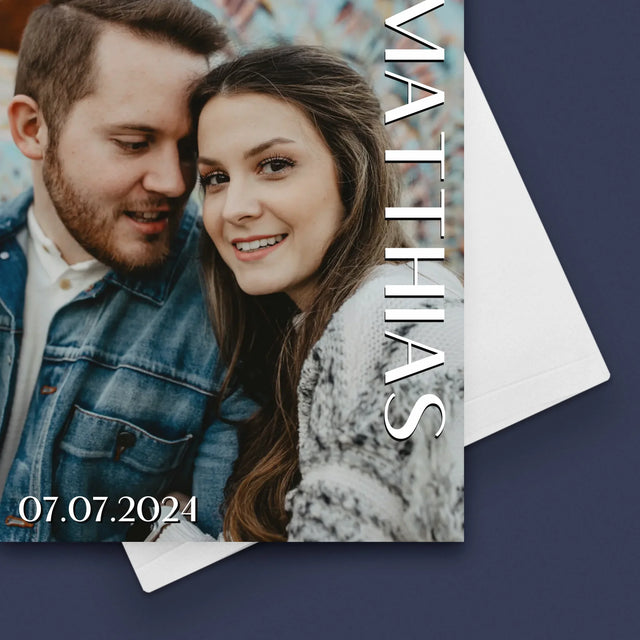 Foto Und Unterschrift: Namen Hochzeit - Glückwunschkarte